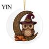 Festive Home Decor Halloween Ghost Hanging Ornament, Double Side 2D Acrylic Black Cat Bat Skull Spooky Room Pendant for Door Window, Party Decoration