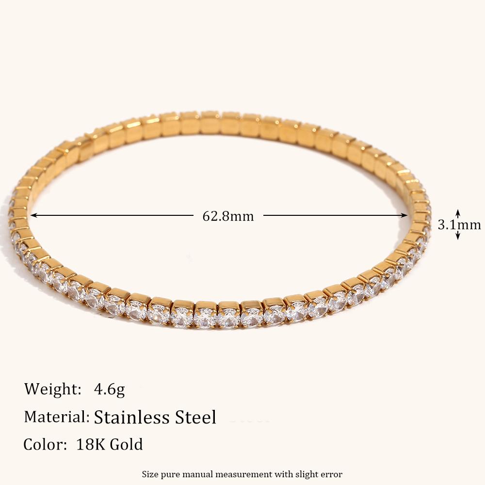 La.Muses Elastic Cubic Zirconia Stainless steel Woman's Bracelet Fashion Luxurious Zircon Party Accessories