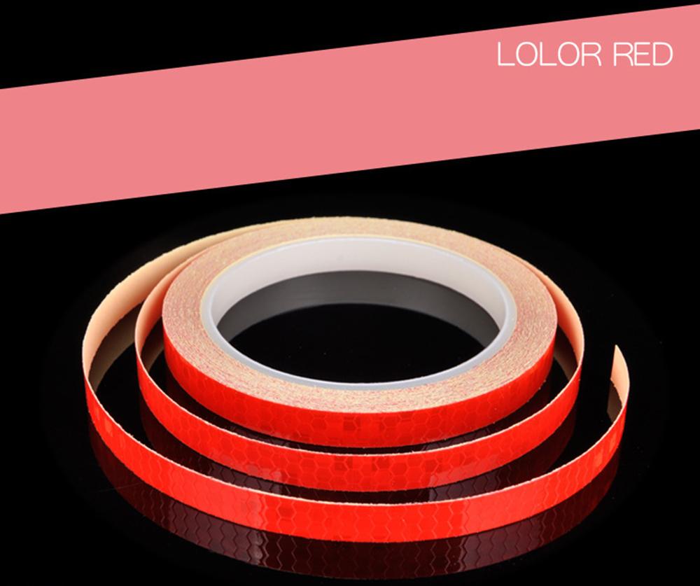

800cm Car Reflective Stickers Motorcycle Bicycle Reflector Safety Warning Rim Decal Tape Car Accessories Auto Decoration красный