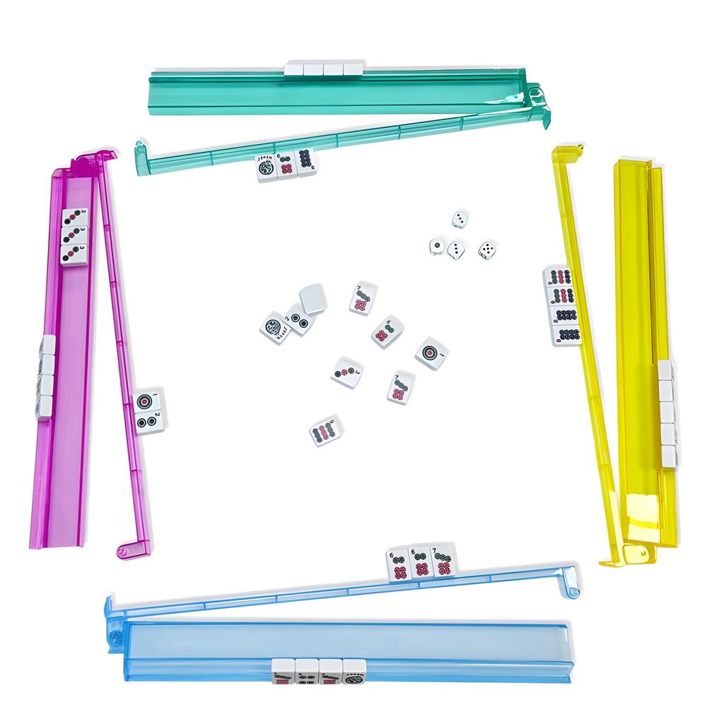 Porte-Tuiles & Pousseurs Mah Jongg Tout-en-Un Combinaison Porte-Tuiles et Pousseurs Mahjong en Acrylique Transparent Porte-Tuiles Mahjong Américain Moderne