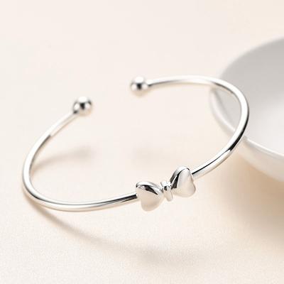 S999 Full Silver Bracelet Girl Sweet and Elegant Bow Tie Pure Silver Bracelet Bracelet Fashion