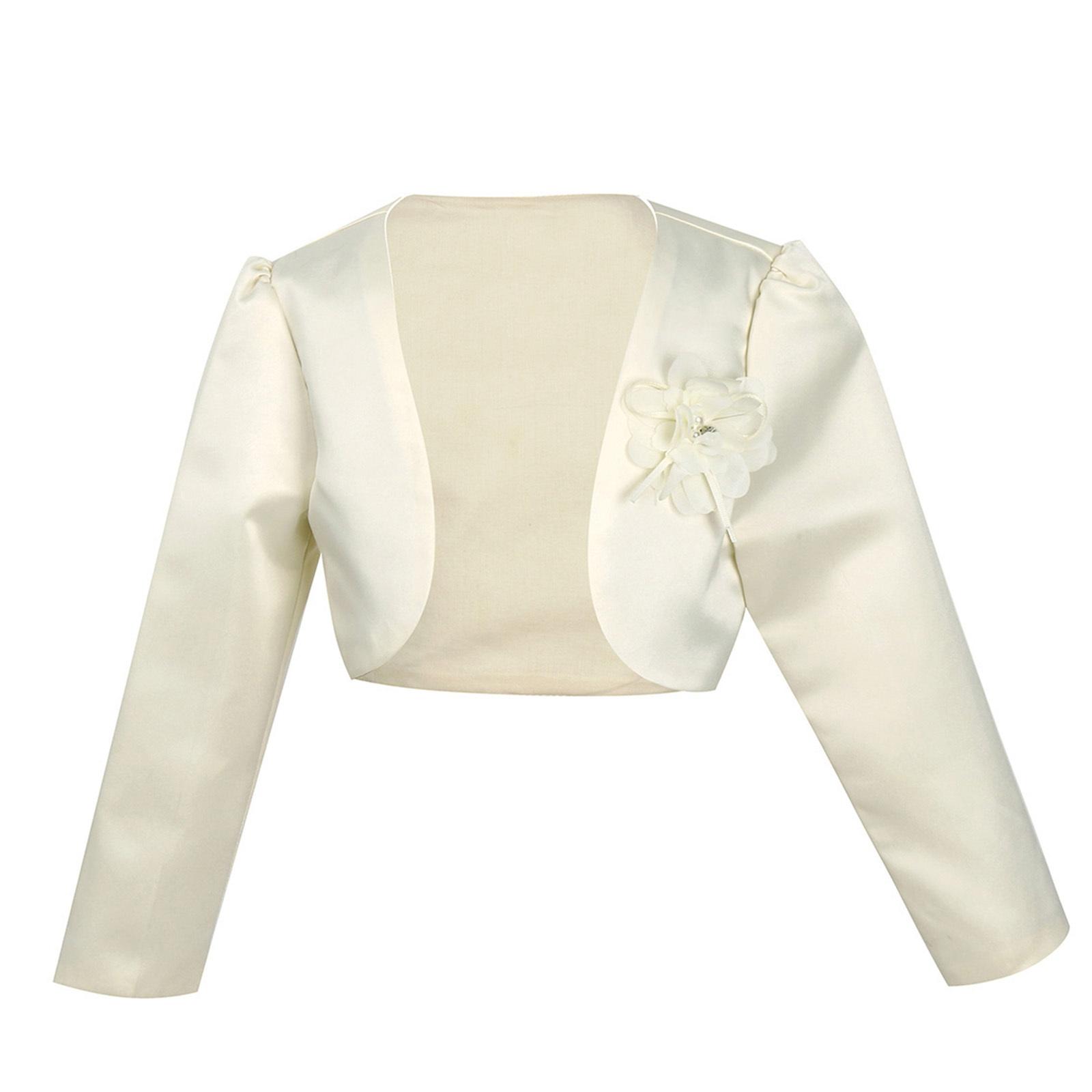 

Маленькі діти Дівчата Жакет-болеро з квітами і довгими рукавами Кардиган з плечима Елегантне плаття для весілля та дня народження Елегантне коротке пальто з прикриттям 8-9 Years бежевий