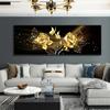 Black Golden Rose Flower Butterfly Abstract Wall Art Canvas Painting Poster Print Horizonta Picture for Living bedRoom Decor
