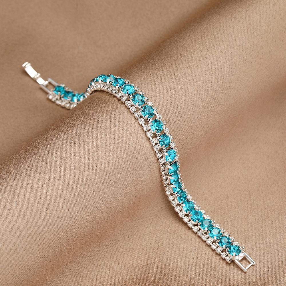 Браслет со стразами высокого класса Женский Имитация кристалла Роскошный Богемный браслет Минималистичный Универсальный браслет озеро синий