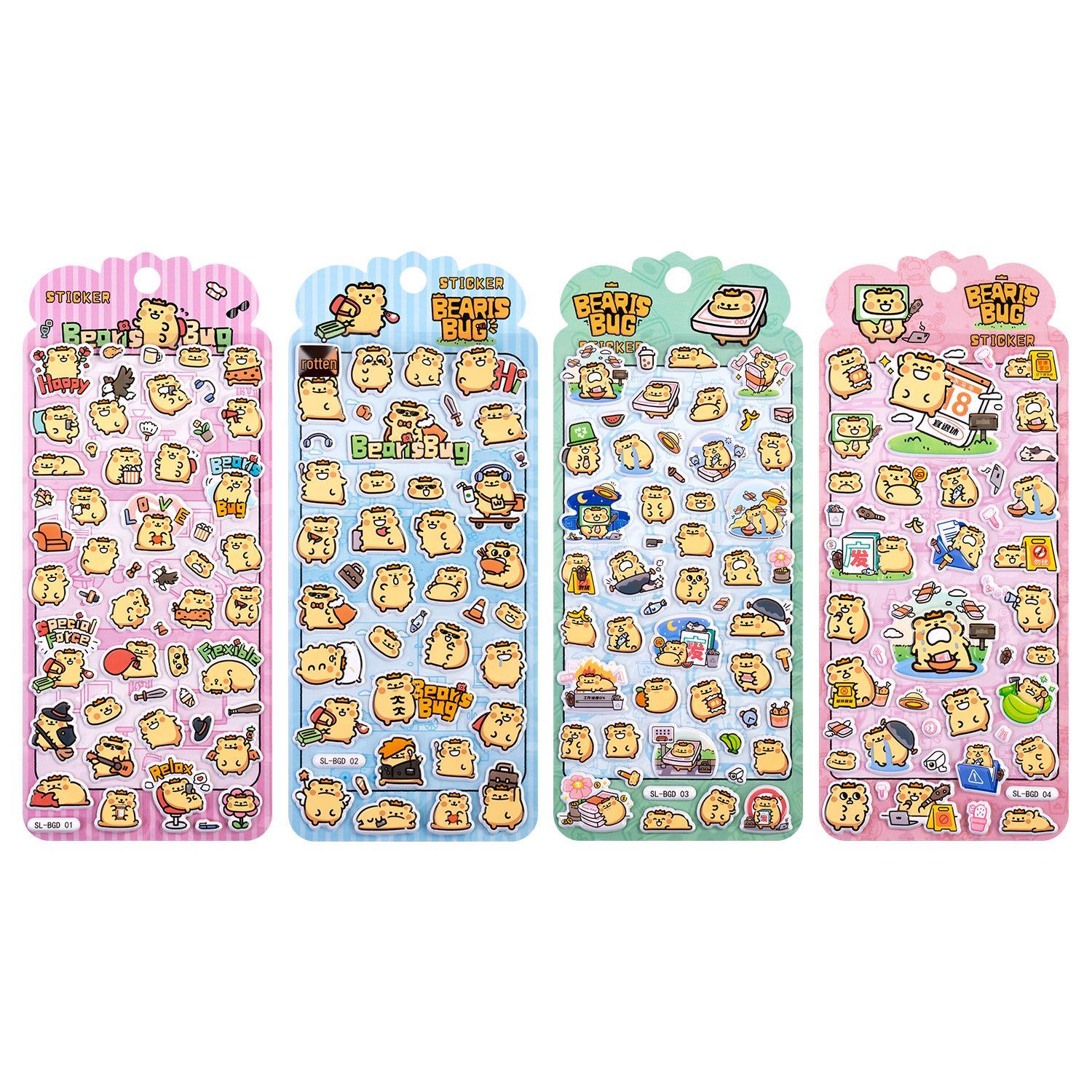 

3D Милые Медвежьи Кристальные Наклейки - Водонепроницаемое Украшение для Детских Дневников, Телефонов и Кружек