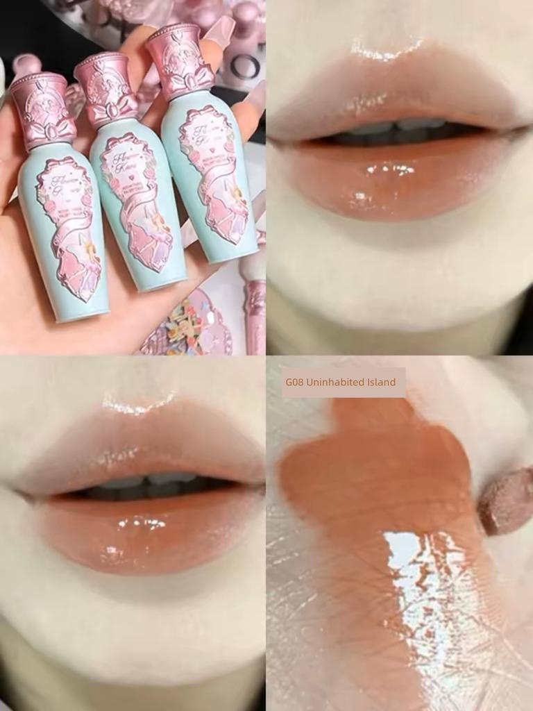 Authorized Product~ Flower Knows Midsummer Night Lip Gloss Film-Forming Mirror Lip Glaze Moisturizing Plump Lips Nude Color Lipstick Spring/Summer