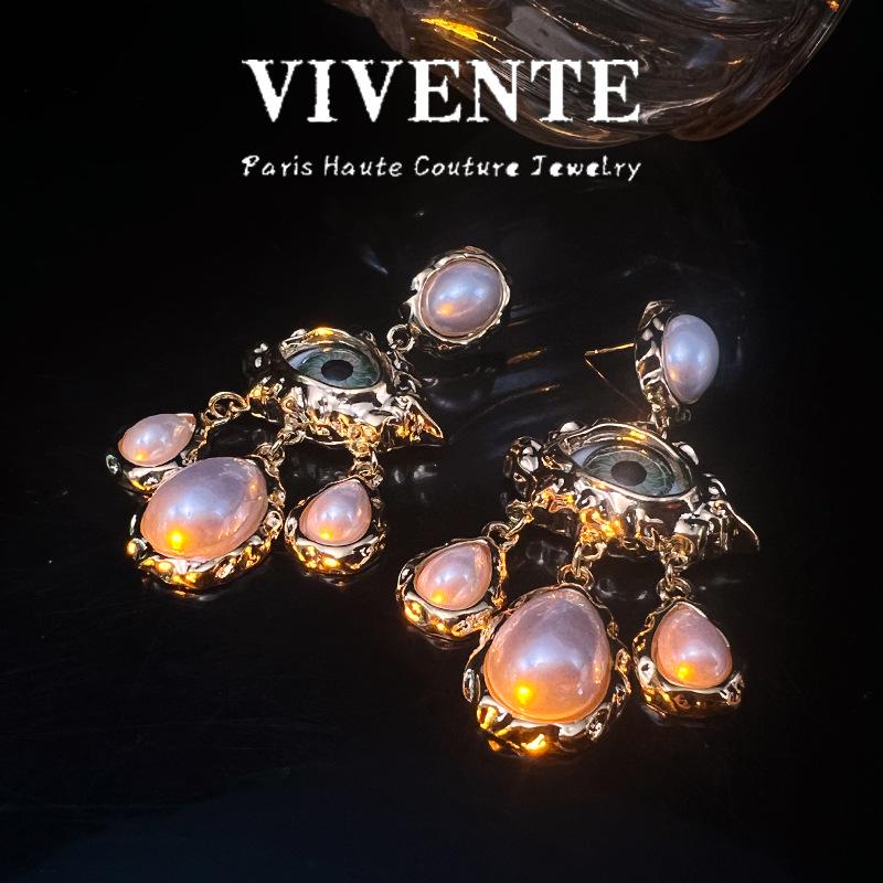 Vintage Evil Eye Teardrop Earrings - Niche Design, High-End, Retro