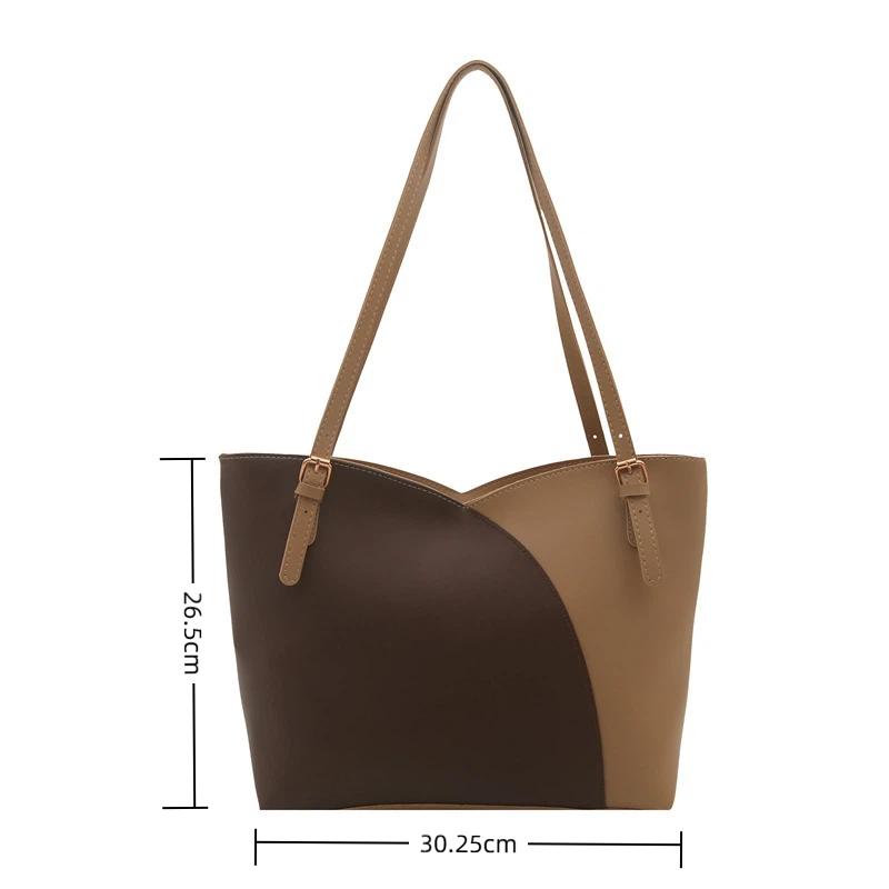 Black White Color Block Tote Bag Large Capacity Shoulder Bag For Women Casual Work Office Travel Shopping Handbag