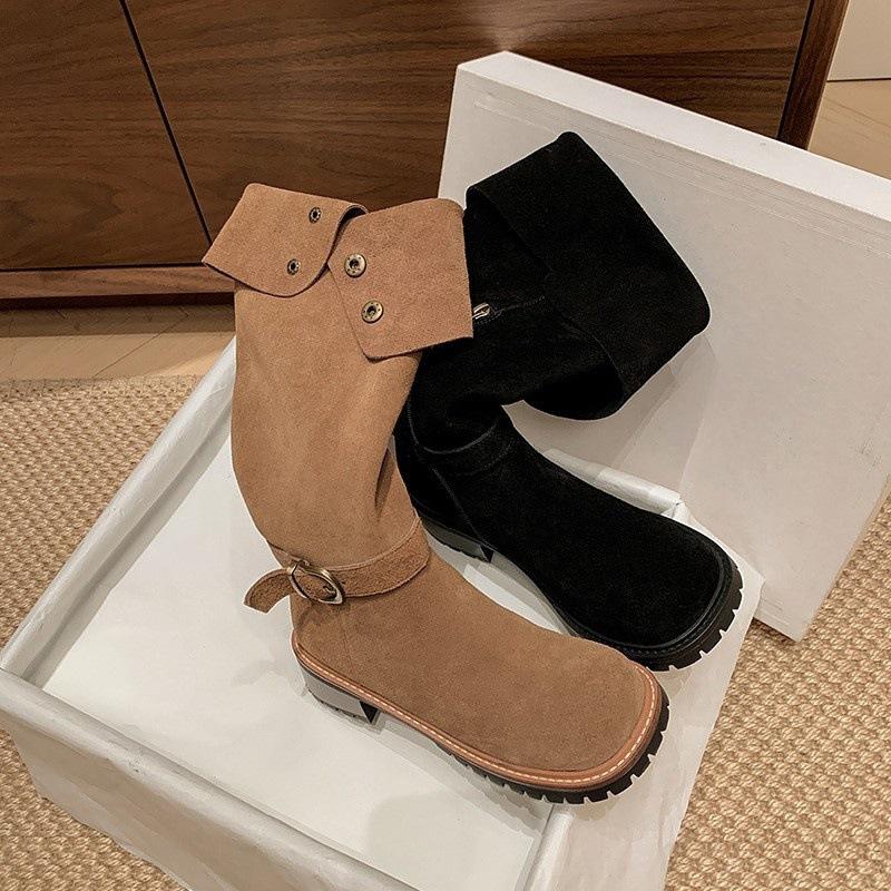 Retro Western Cowboy Boots New Versatile Stacking Boots Matte Summer Thin Boots