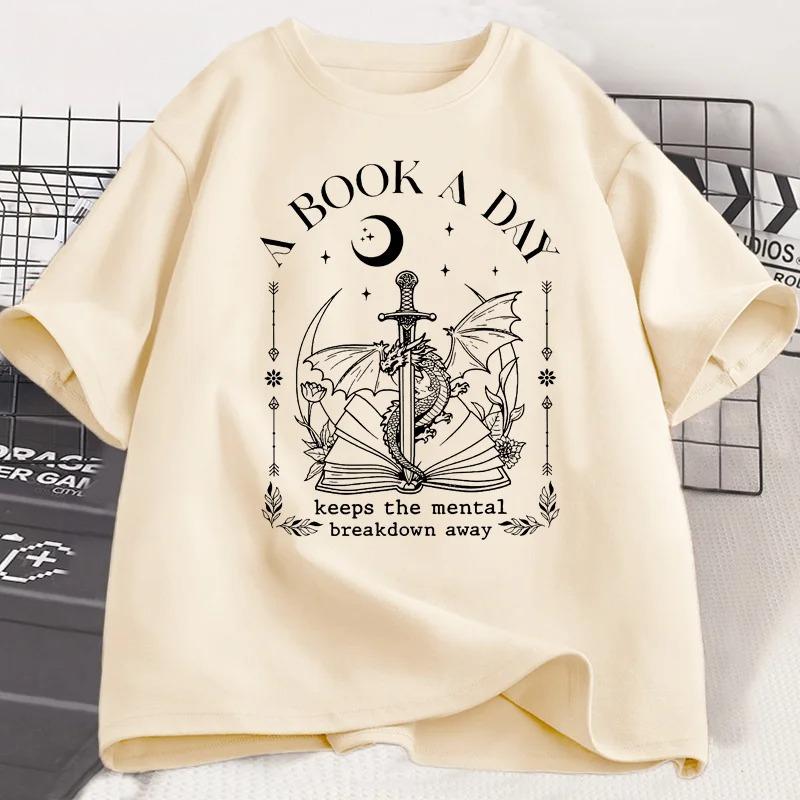 Dragon A Book A Day T Shirt Men Women Keeps The Mental Breakdown Away T-shirt Fantasy Book Lover Bookish Tshirt