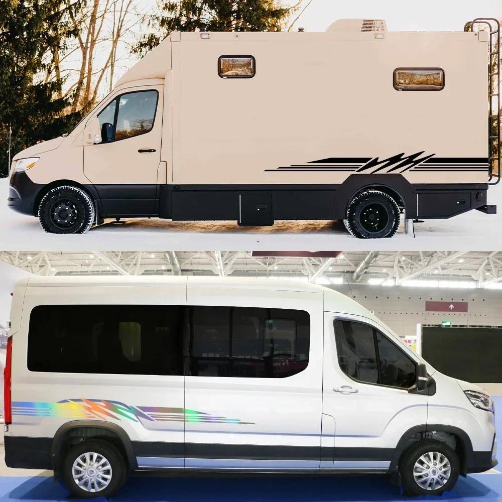 Caravan Car Side Door Stripe Stickers Waterproof Striped Vinyl Decals Automobile Body Styling Decoration Stickers Accessories