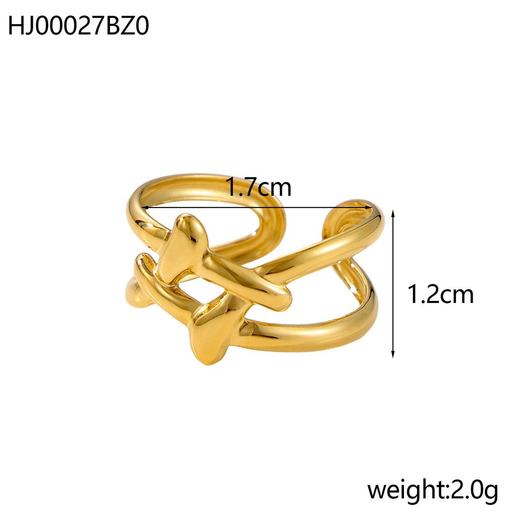 CARLIDANA Personality Simple Stainless Steel Index Finger Ring Fashion Trend Irregular Gold Plated Women Open Ring Jewelry