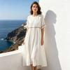 Vestito Estivo da Donna Taglie Forti Boho Manica Corta Girocollo Lento Lungo Casual Svolazzante da Spiaggia A-line