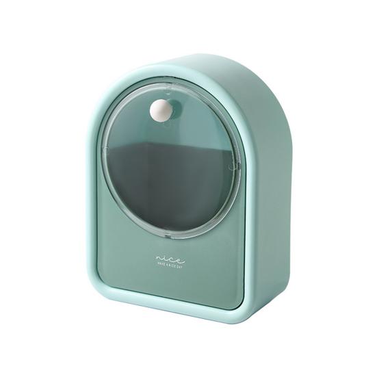 Veggmontert flip-oppbevaringsboks Stansefri selvklebende kosmetisk organiseringsboks Bomullspinneholder Hjemmeforsyning