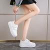 Leisure Sneakers for Women PU Hook & Loop Flat Platform High Heels Round Toe Women Shoes Solid Leather Vulcanize Shoes Plus Size