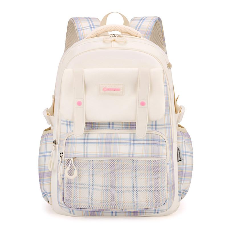 Stylish And Durable 2024 Girls School Backpack For Grades 2 To 6 With Cute Checkered Pattern
