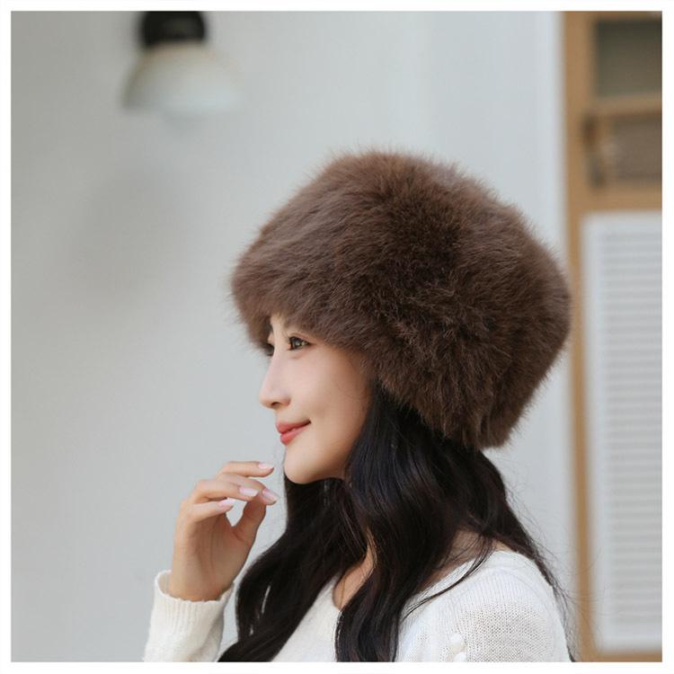 Autumn and Winter New Imitation Mink Hat Women's Mongolian Hat Thickened Warm Hat Women's Imitation Fur Fashion Simple Bucket Hat