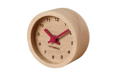 KATOMOKU Mini Clock Round Red Wood Beach Km-26