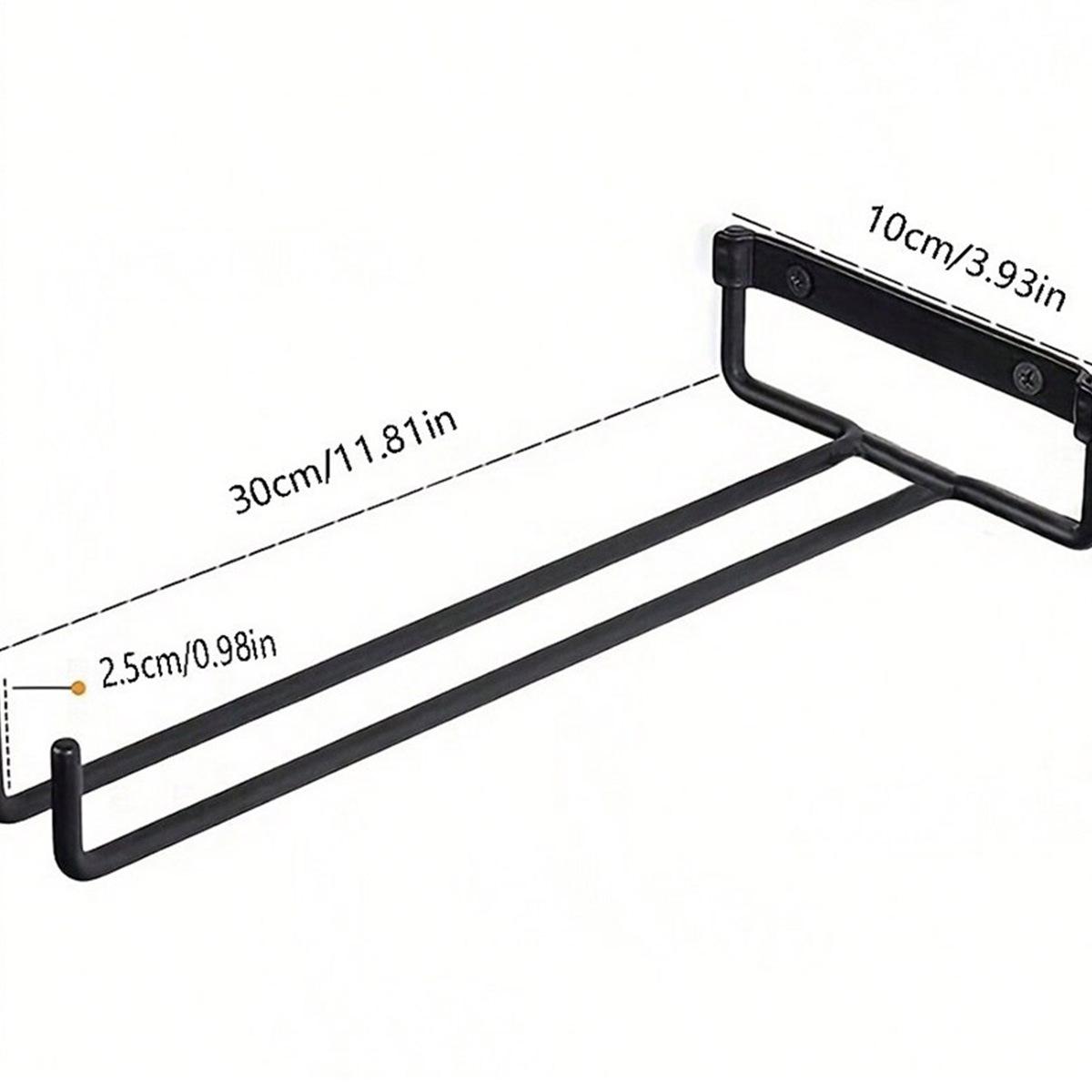 

Трансграничная перевернутая подвесная стойка для бокалов: Держатель для винных бокалов в один ряд, 30 см. чёрный