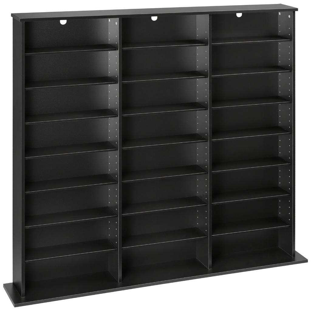 Media Storage Cabinet, 8-Tier DVD Shelf Organizer, 142 X 22 X 130 Cm Multimedia Storage Organizer for CDs, DVDs, Books & Games, CD Shelf for Living