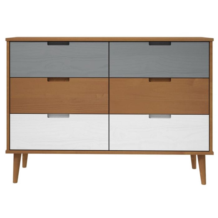 VidaXL Commode MOLDE Marron 113x40x80 cm Bois de pin massif 350507