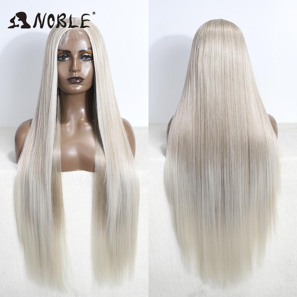 Noble Lace Wigs For Women Long Straight Synthetic Lace WIg 36 Inch Ombre Blonde Lace Wig Cosplay Blonde Wig Synthetic Lace Wig