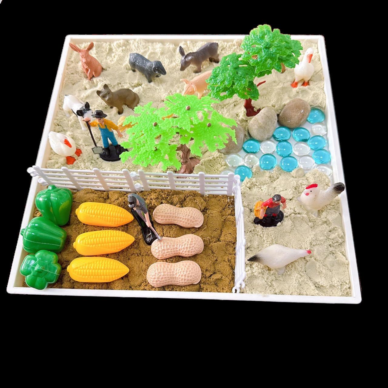 

Сенсорный бассейн на тему фермы, детский песочный стол, бассейн для раннего развития, маленький мир, игрушка для просвещения в детском саду, учебные пособия