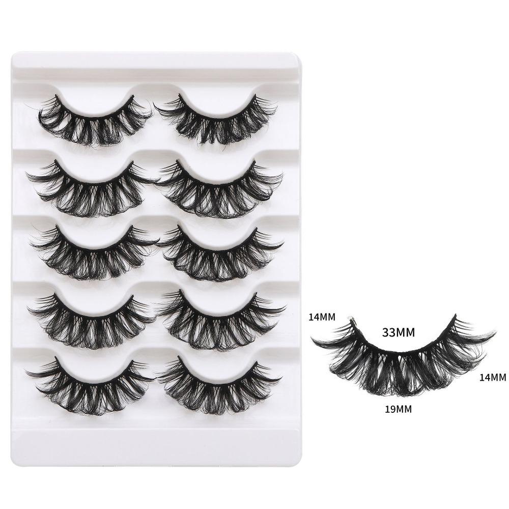 5Pairs Dense Fluffy False Eyelashes Lashes Extension D Curled Eyelashes  Grafting Lashes
