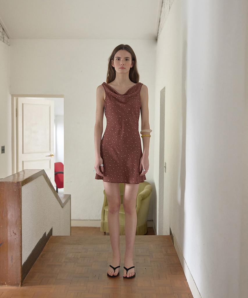 Eopaeleolakaibeu Peony Floral Cowl Dress - Brown