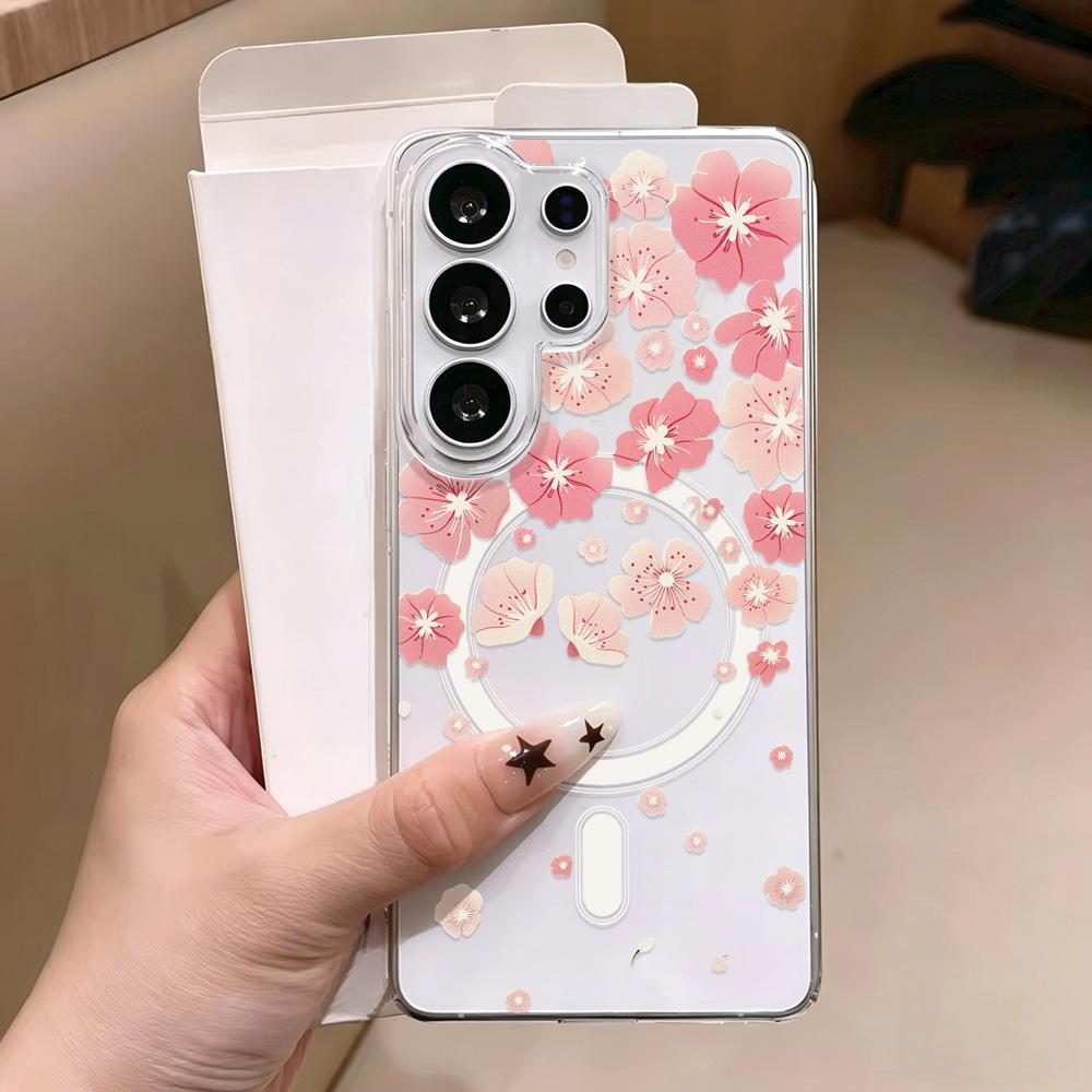 Magnetic For Magsafe Case For Samsung A16 A57 A37 A56 5g A17 A07 A06 A15 A55 A54 A35 A26 S25 S24 S26 Ultra Flower Clear Cover