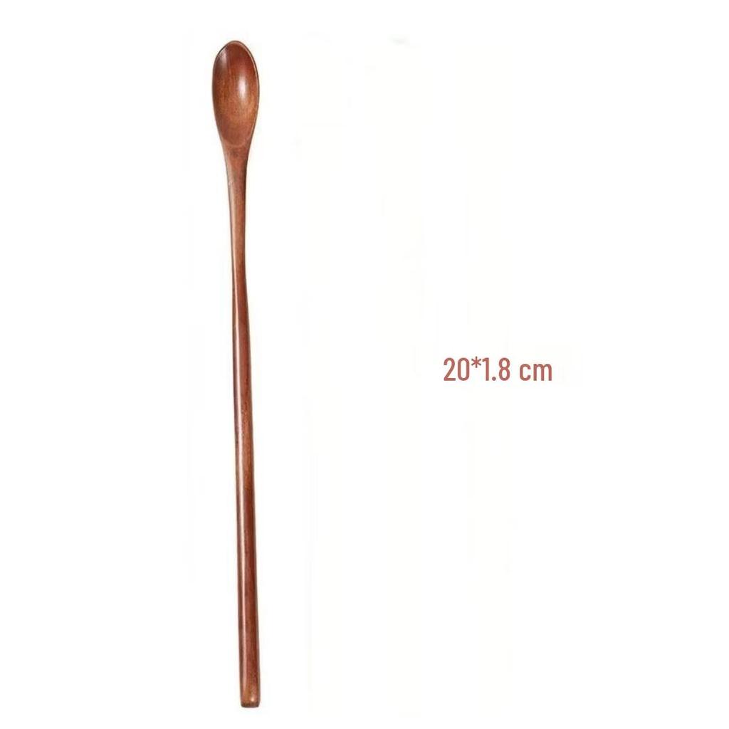 Japanischer Löffel aus massivem Holz mit langem Stiel zum Rühren von Kaffee, Milchtee und Honig