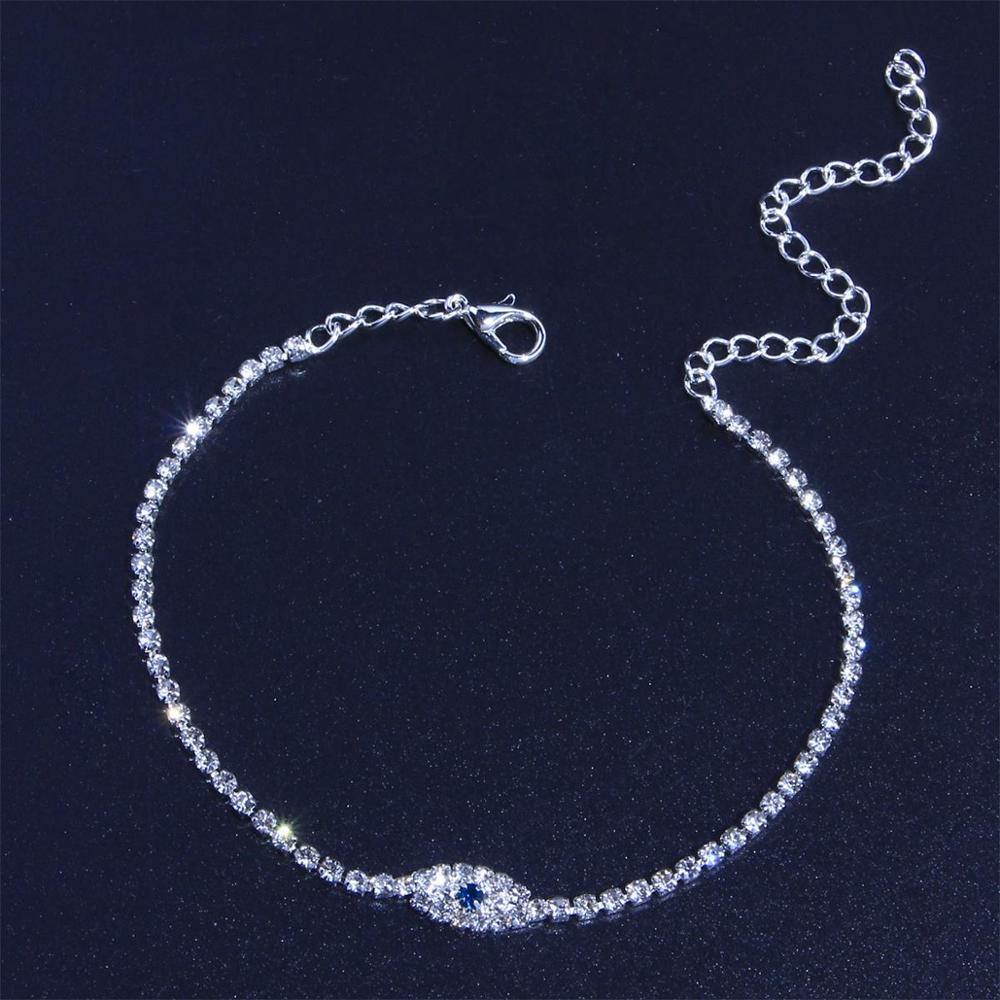 Stonefans Wvil Blue Evil Eye Anklet for Women String Boho Tennis Charm Rhinestone Ankle Bracelets Bulk Wholesale Gold Gift