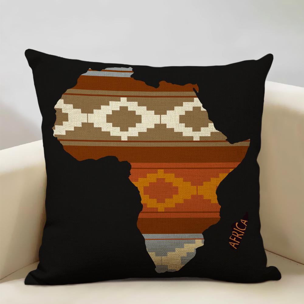 Map of Africa Geometrics Sofa Decorative Pillow Case African Pattern Cushion Cover LinenThrow Pillowcase