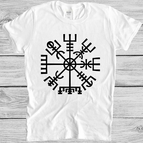 Vikings Compass T Shirt Viking Pagan Pocket Odin Cool Gift Retro Tee M376