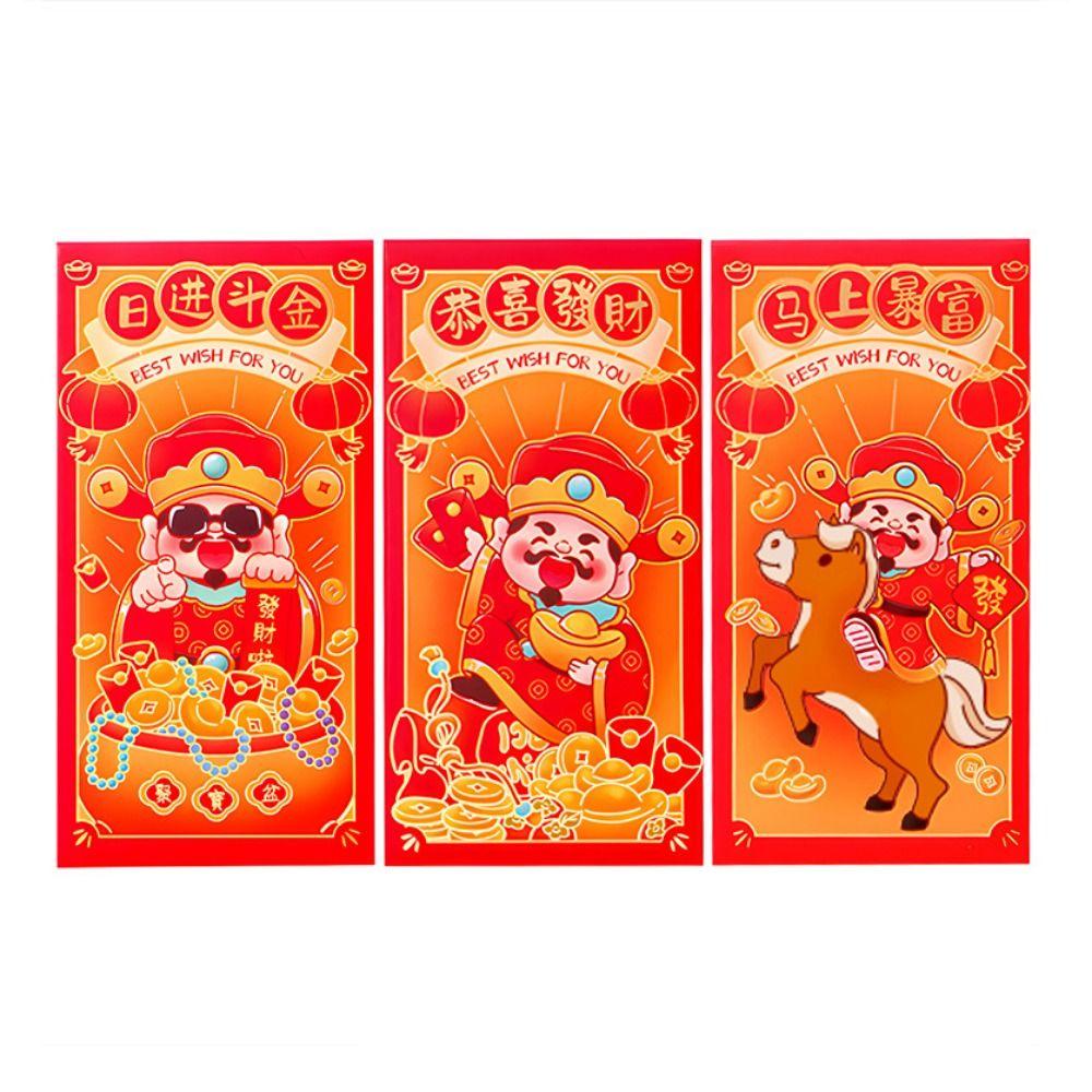6pcs/set Traditional Spring Festival Red Envelope Chinese Style Lucky Money Packets  Lunar New Year