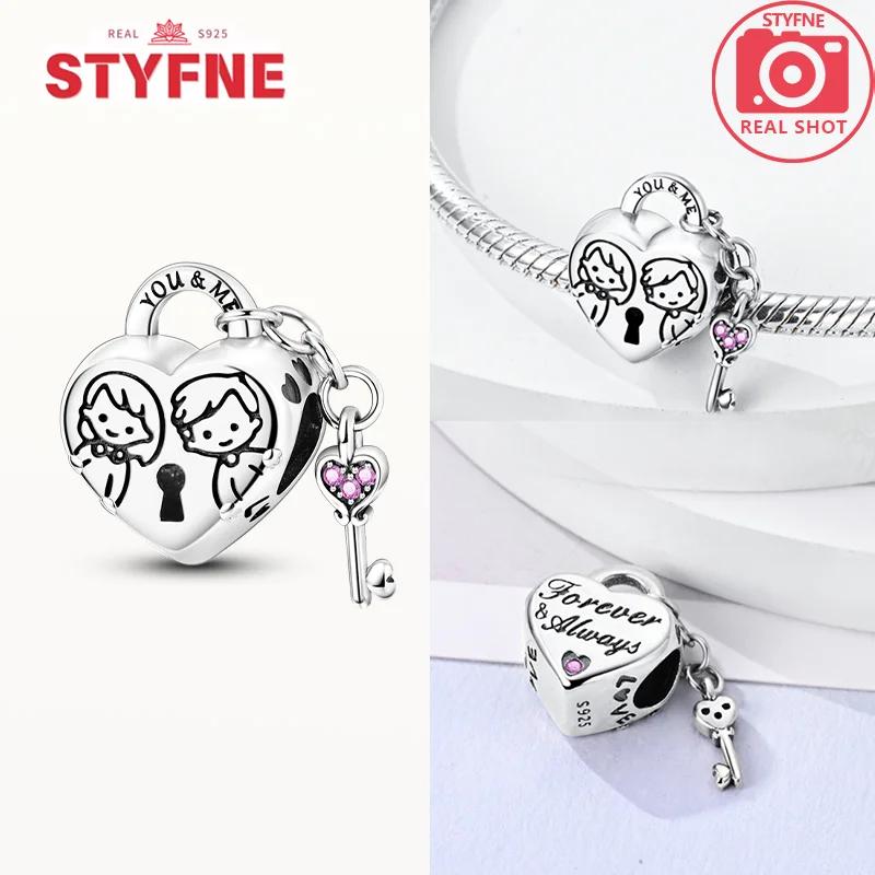 Exquisite Original Couple Love Boy&Girl Dangle Charms Heart Beads Copper Bracelet For Women Diy Jewelry Gift Charms Beads