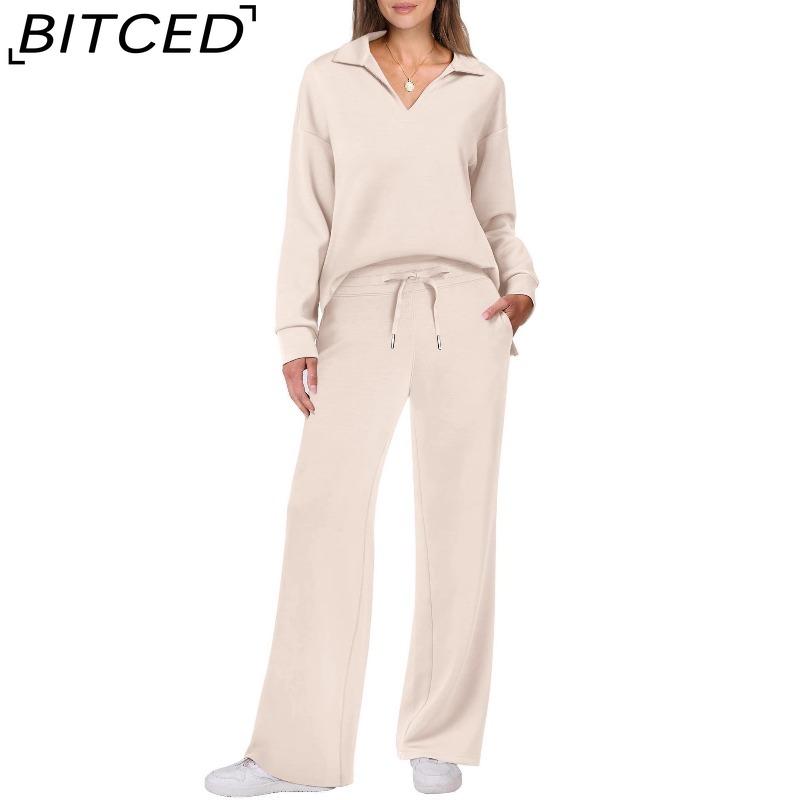 

Осенне-зимний модный повседневный женский комплект из однотонных брюк с кулиской и длинными рукавами для通勤 XS