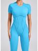 Autumn/Winter Backless Sports Jumpsuit: Three-Dimensional Yoga One-Piece with Tight Short Sleeves and Long Pants (Style 88201)