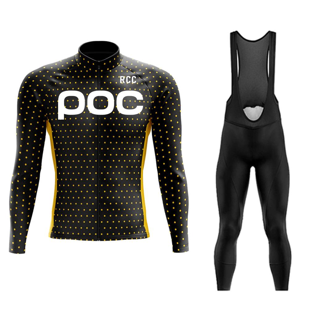 RCC POC Cycling Team Men's Cycling Jersey Long Sleeve Set MTB Bike Clothing Tenue Velo Homme Bicycle Wear