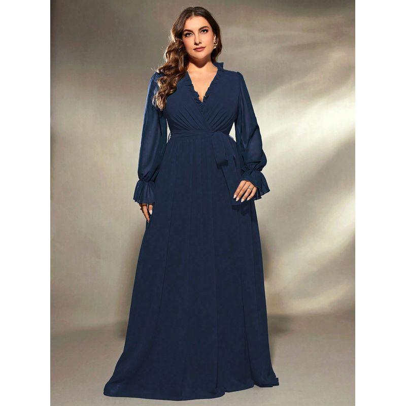

Plus Size Evening Party Dress Long Maxi Dress Big Size Dress Dark Blue 4XL
