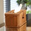 Imitation Rattan Woven Tissue Box Handmade Tissue Paper Holder Paper Case Organizer  Living Room