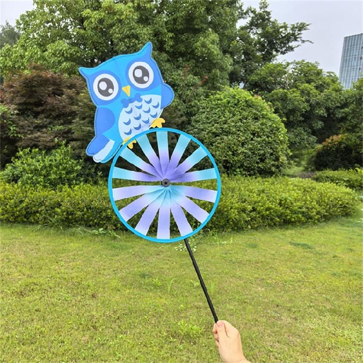 Child Friendly Owl Animal Windmill Outdoor Decoration Whirling Motion Toy Plastic Fabric Easy Install Yard Landscape Art