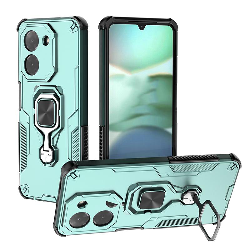 KEYSION Shockproof Armor Case for Redmi A5 4G Soft Silicone+PC Upright Metal Ring Stand Phone Back Cover for Xiaomi POCO C71