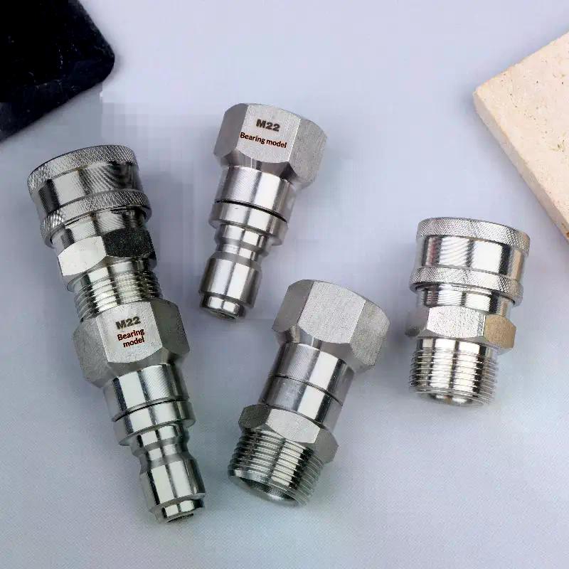M22 14mm/15mm Pressure Washer Swivel Fitting - 360° Kink Free Anti-Twist 5000PSI To Hose Male Thread