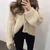 Autunno e Inverno Versatile Nuovo Retro Scollo a V Bottoni Ampio Manica Lunga Maglione Cardigan Lavorato a Maglia Moda Donna Casual
