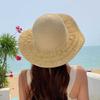 Pălărie nouă de vară modă pentru femei pălărie de paie retro cu margine nefinisată vară în aer liber temperament protecție solară umbră pălărie cu calotă plată