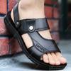 Fashion Men's Summer New Sandals and Slippers Men's Leather Sandals Adult Thick-soled Beach Shoes Non-slip Open-toe Leather Sandals