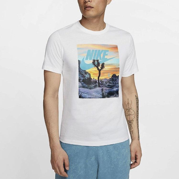Nike T Shirts Men's White Crew Neck Moderate Straight Fit DH0053-100