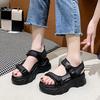 Muffin Sports Sandals Women's 2025 Summer New Korean Version Platform Women's Shoes Velcro Casual Wedge Heel Heightening Sandals