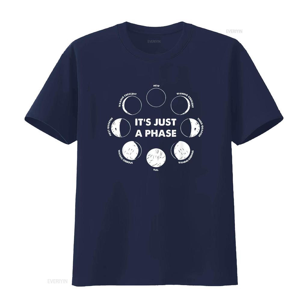 It S Just A Phase Moon Lunar Space Astronaut Astronomy Mens T Shirt Black Medium Vintage Washed Homme Comfortable Stretched
